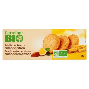 Carrefour Bio Ekologiczne ciasteczka maślano-cytrynowe z migdałami 200 g