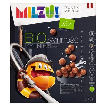 Milzu! Bio Żytnie Płatki zbożowe kulki kakaowe 200 g